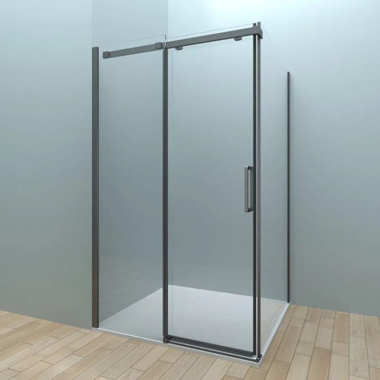 Душевой уголок VECONI Rovigo RV-070B 130x80 стекло прозрачное, профиль чёрный