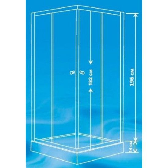 Душевой уголок ВОДНЫЙ МИР ВМ-8127 80x80x196 стекло белое рифлёное, с поддоном