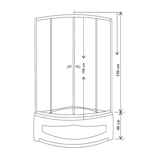Душевой уголок ВОДНЫЙ МИР ВМ-8140 80x80x196 стекло белое рифлёное, с поддоном