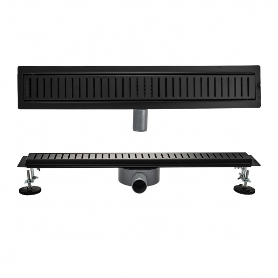 Душевой лоток САНАКС 03339 600х70 линейный, горизонтальный, под плитку нержавеющая сталь, чёрный 