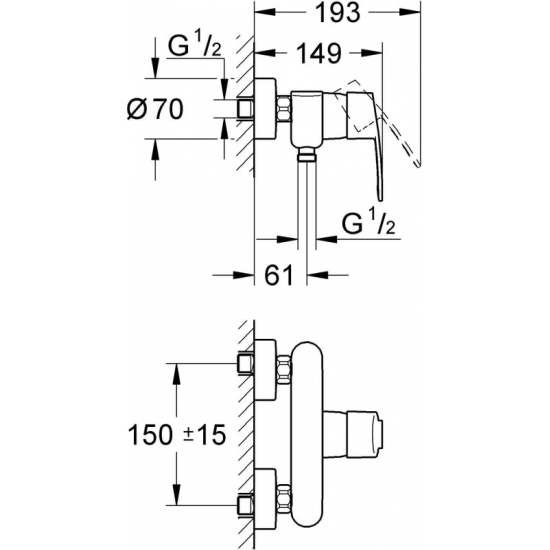 Смеситель для душа GROHE Eurostyle Cosmopolitan 33590002 хром