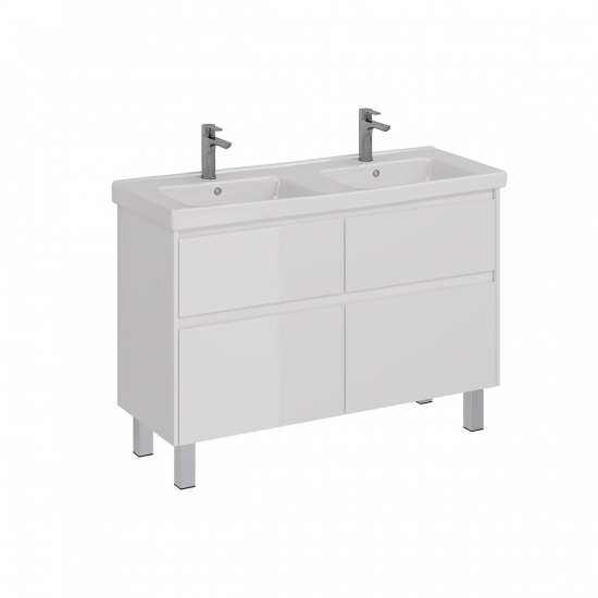 Тумба для комплекта LEMARK Combi 125, 4 ящика, белый глянец, под раковину Гармония 125