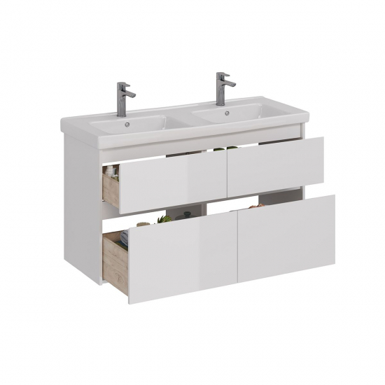 Тумба для комплекта LEMARK Combi 125, 4 ящика, белый глянец, под раковину Гармония 125