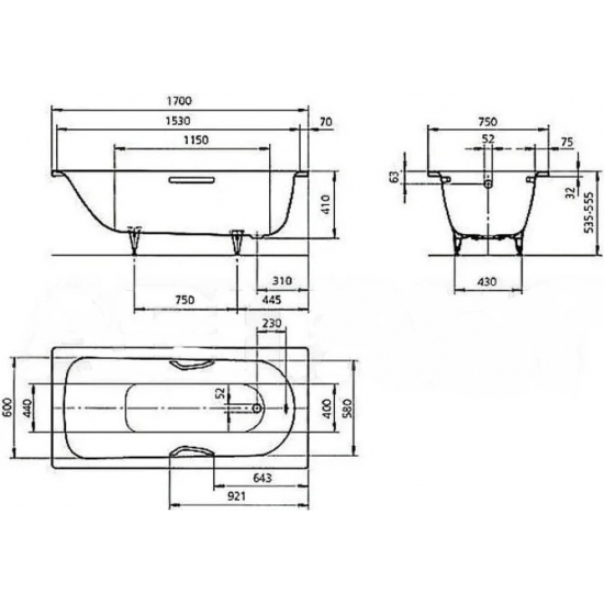 Ванна стальная KALDEWEI Saniform Plus Star 336 133600013001 без опоры 170x75 см