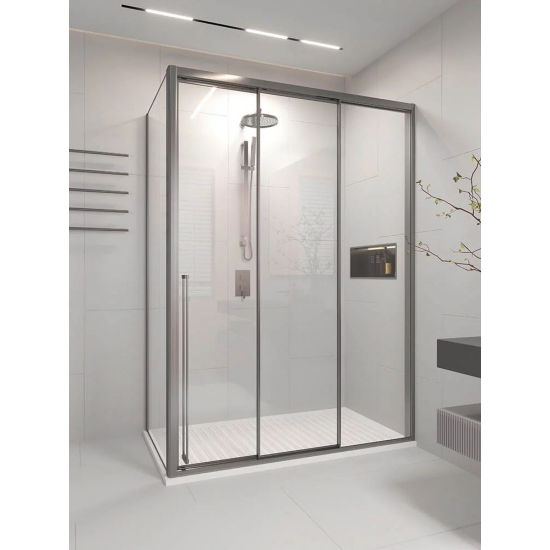 Душевой уголок VECONI Premium Prato 300 SP GR-R 160x90 правый, стекло прозрачное, профиль графит