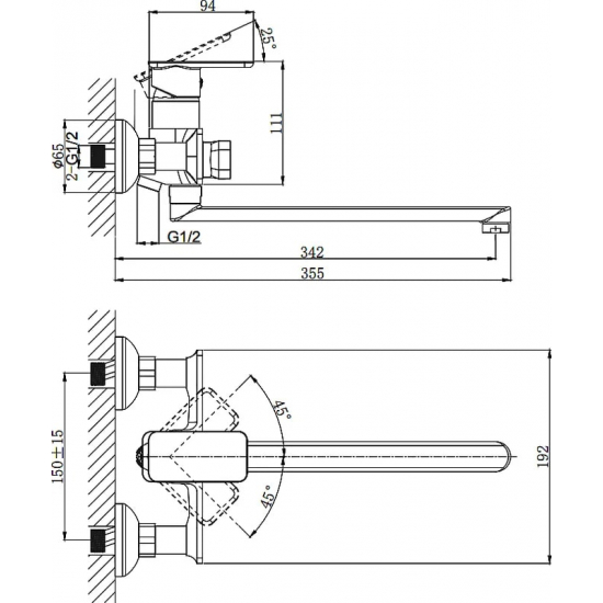 Смеситель для ванны RUSH Bruny BR4335-51 хром