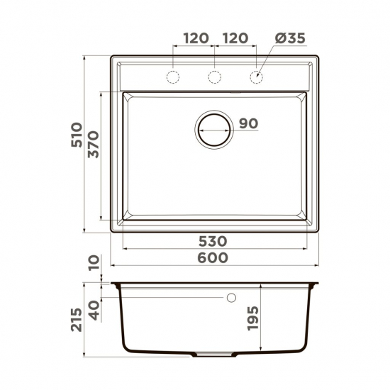 Мойка для кухни OMOIKIRI Daisen 60 600х510 мм, leningrad grey