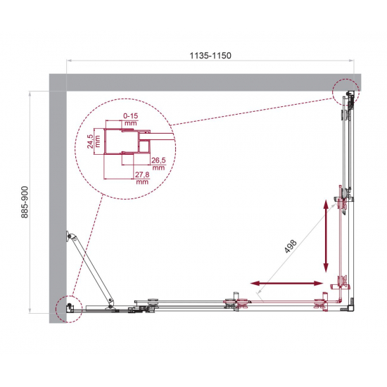 Душевой уголок BelBagno LUCE-AH-21-115/90-C-Cr стекло прозрачное, профиль хром