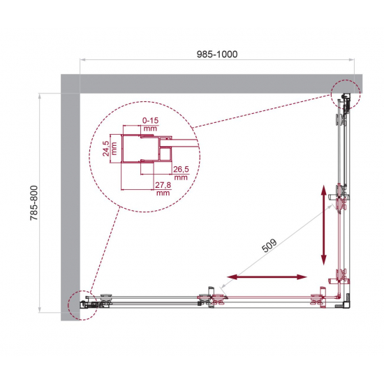 Душевой уголок BelBagno LUCE-AH-2-100/80-C-Cr стекло прозрачное, профиль хром
