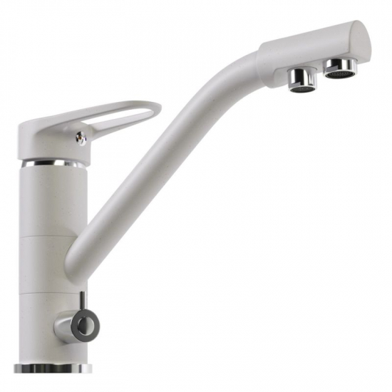 Смеситель для кухни MIXLINE ML-GS05 (341) с подключением к фильтру, ультра-белый