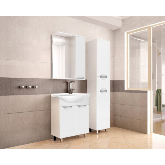 Тумба с раковиной STYLE LINE Жасмин 60 белая, раковина Селигер 60