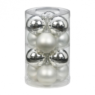 Набор ёлочных шаров, стекло, Ø 6 см, серебро/белый, 12 шт в уп