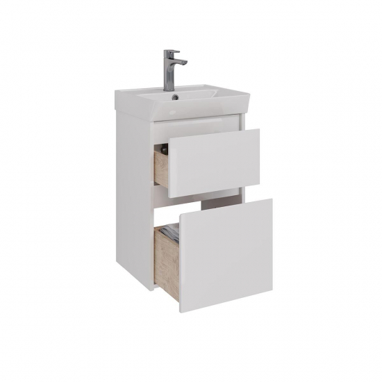 Тумба для комплекта LEMARK Combi 45, 2 ящика, белый глянец, под раковину Neon 45