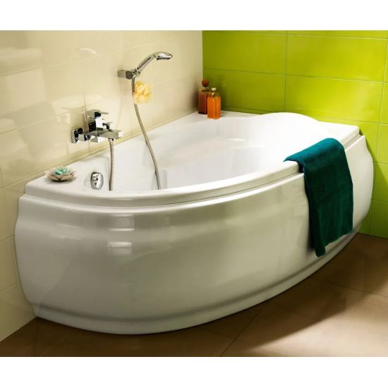 Акриловая ванна CERSANIT Joanna R 140x90 см, угловая, с ножками, ультрабелая, асимметричная
