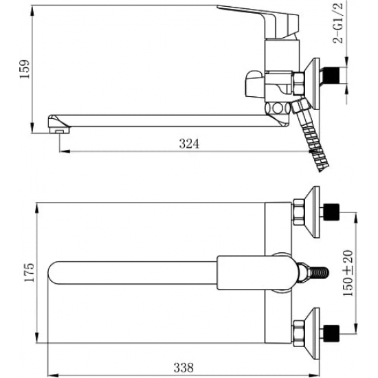 Смеситель для ванны TOKITO Ama TOK-AMA-1015BL чёрный
