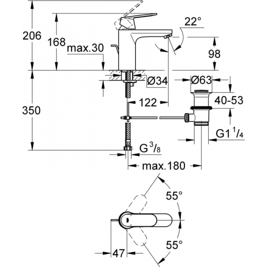 Смеситель для раковины GROHE Eurosmart Cosmopolitan 23325000 хром
