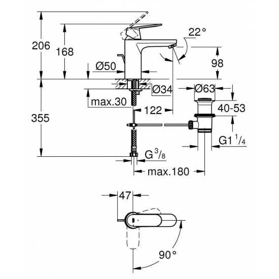 Смеситель для раковины GROHE Eurosmart Cosmopolitan 2339600E