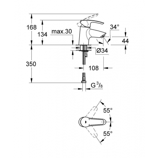 Смеситель для раковины GROHE Eurostyle 32468001