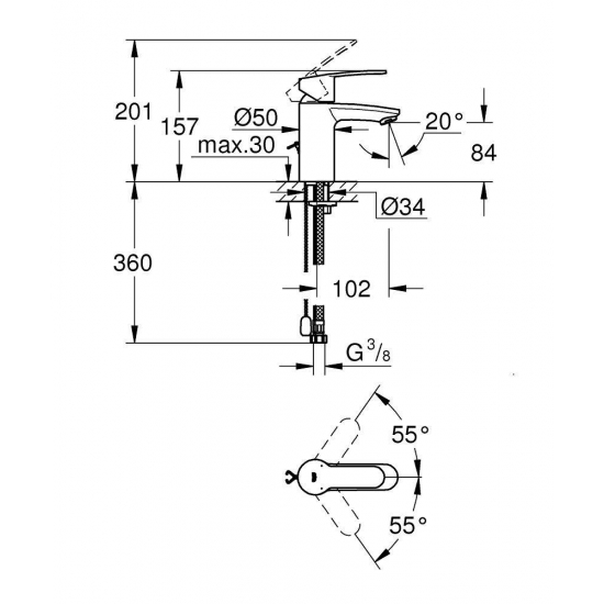 Смеситель для раковины GROHE Eurostyle Cosmopolitan 3355720E