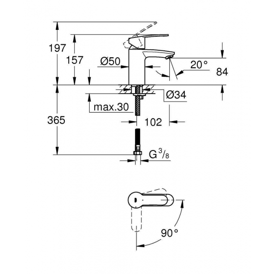 Смеситель для раковины GROHE Eurostyle Cosmopolitan 2337320E