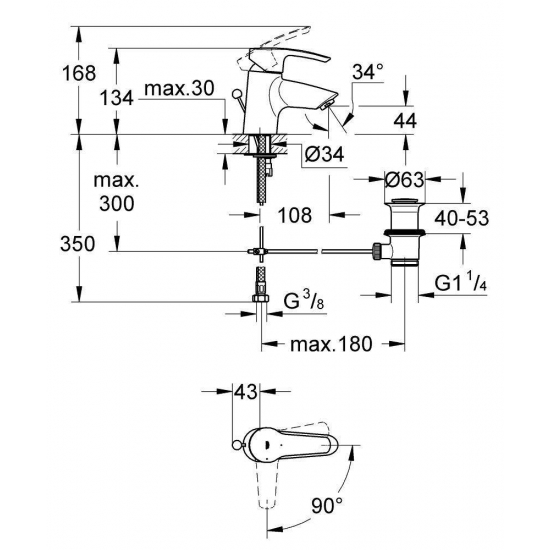 Смеситель для раковины GROHE Eurostyle 2337410E