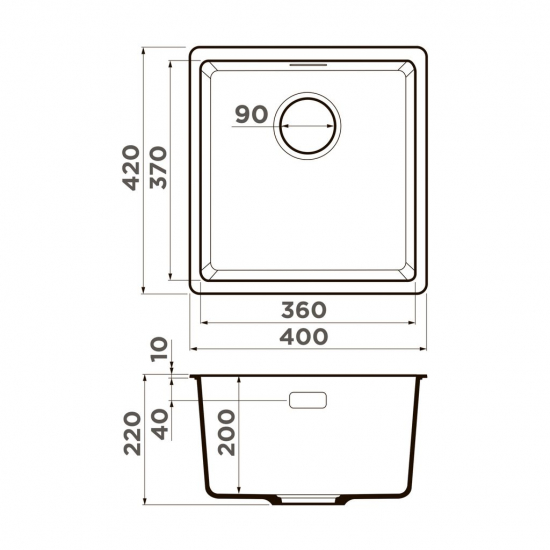 Мойка для кухни OMOIKIRI Kata 40-U 400х420 мм, leningrad grey