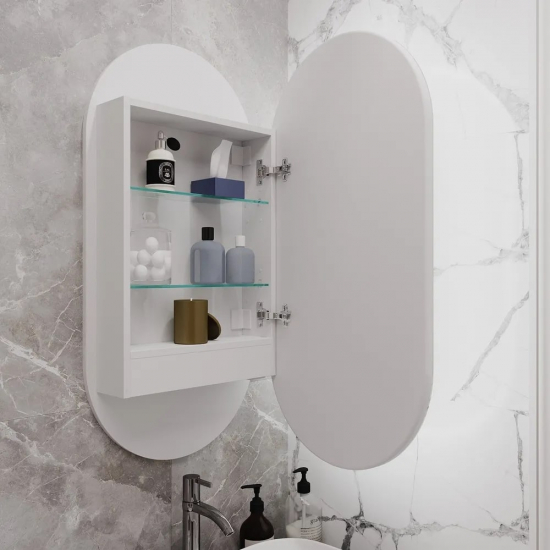 Зеркало-шкаф MIXLINE Сохо 50x100 правый, сенсорный выкл, светодиодная подсветка белый