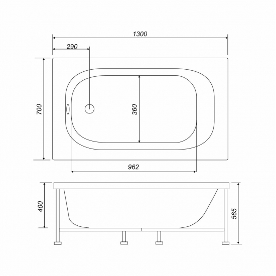 Акриловая ванна NOVA Optima 130x70