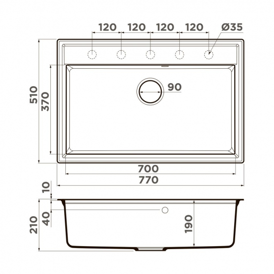 Мойка для кухни OMOIKIRI Daisen 77 770х510 мм, leningrad grey