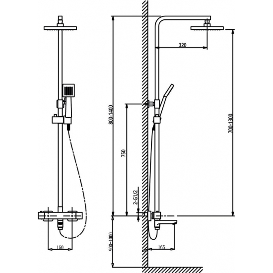 Душевая стойка TIMO Tetra-thermo SX-0169/00 с термостатом