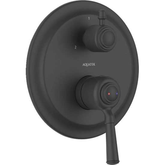 Встраиваемый смеситель для душа и ванны AQUATEK Классик AQ1547MB С ВНУТРЕННЕЙ ЧАСТЬЮ, 3 реж. чёрный