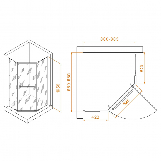 Душевой уголок RGW Passage PA-091 90x100 стекло прозрачное, профиль хром