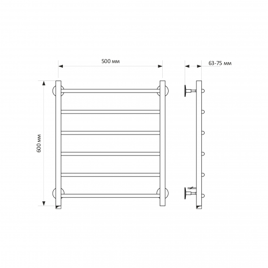 Полотенцесушитель электрический MIXLINE Capella 60x50 255 Вт, левый