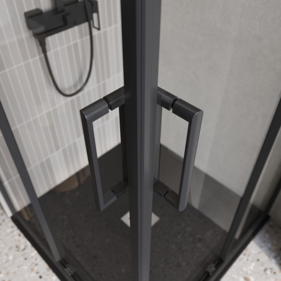 Душевой уголок BelBagno LUCE-A-2-90-C-NERO стекло прозрачное, профиль чёрный