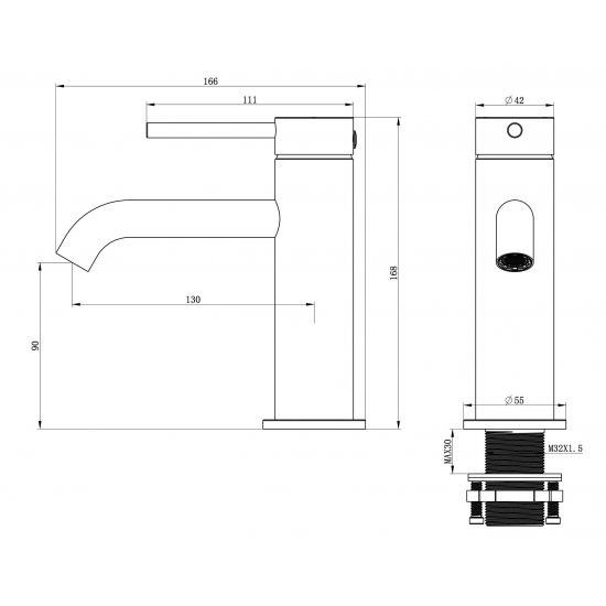 Смеситель для раковины WONZON & WOGHAND WW-88139017-BG, брашированное золото