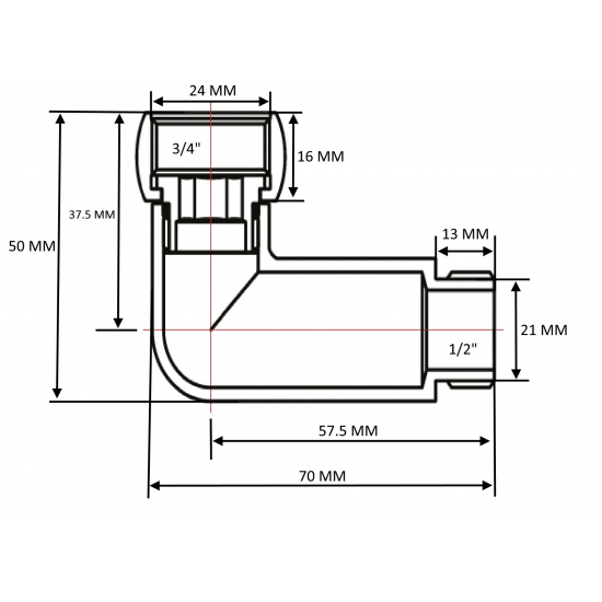 Соединение для полотенцесушителя SMART 3/4"x1/2" вн/нар, угловое пара