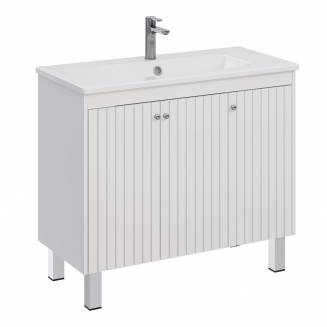 Тумба для комплекта LEMARK Romance 100, 3 дверцы, белый глянец, под раковину Эйфория 100