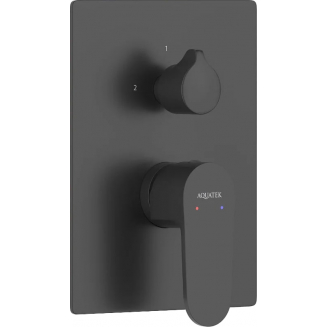 Встраиваемый смеситель для душа и ванны AQUATEK Оберон AQ1247MB С ВНУТРЕННЕЙ ЧАСТЬЮ, 3 реж. чёрный