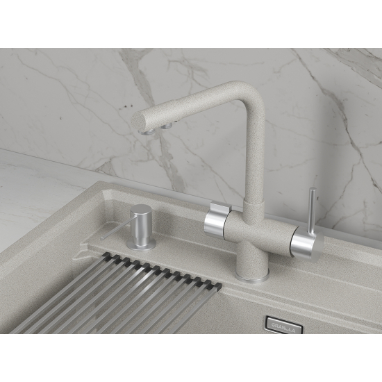 Смеситель для кухни GRANULA 5008 с краном для питьевой воды, базальт