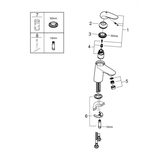 Смеситель для раковины GROHE Eurostyle Solid 23715003 хром
