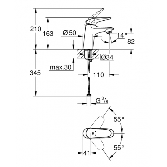 Смеситель для раковины GROHE Eurostyle Solid 23715003 хром