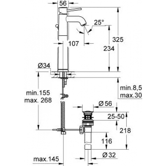 Смеситель для раковины GROHE BauClassic 32868000 хром