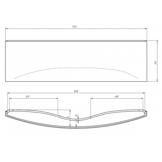 Экран для ванны фронтальный 1МАРКА Nega 170х95