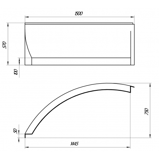 Экран для ванны фронтальный 1МАРКА Piccolo 150х75 R правый