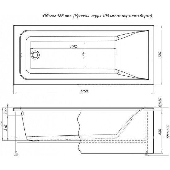 Экран для ванны фронтальный AQUANET Bright 175 
