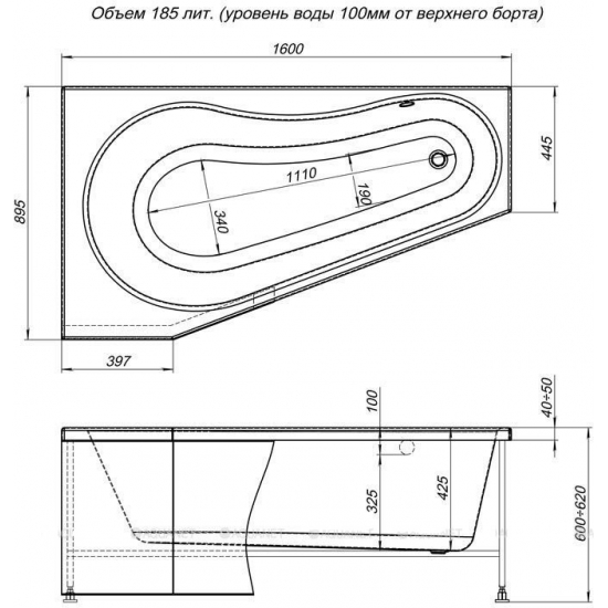 Экран для ванны фронтальный AQUANET Brize 160 L/R