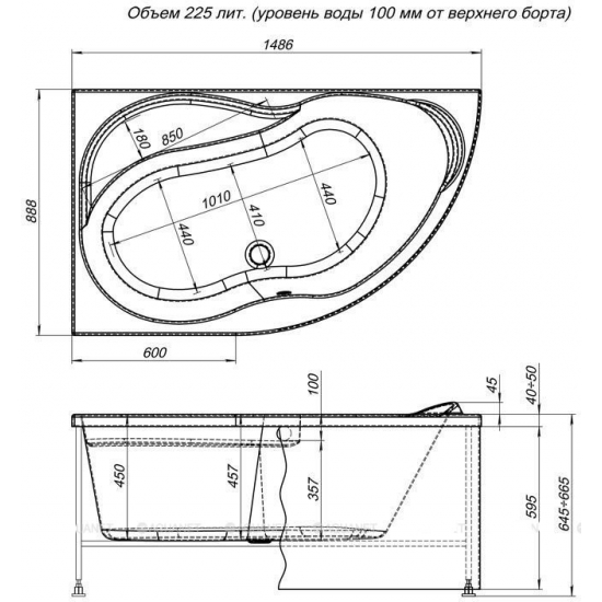 Экран для ванны фронтальный AQUANET Graciosa 150 L левый