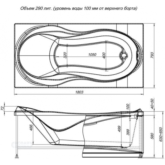 Экран для ванны фронтальный AQUANET Grenada 180 