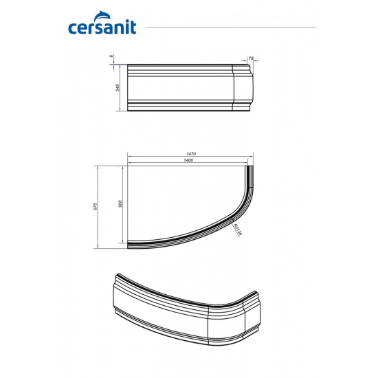 Экран для ванны фронтальный CERSANIT Joanna 140 L/R универсальный