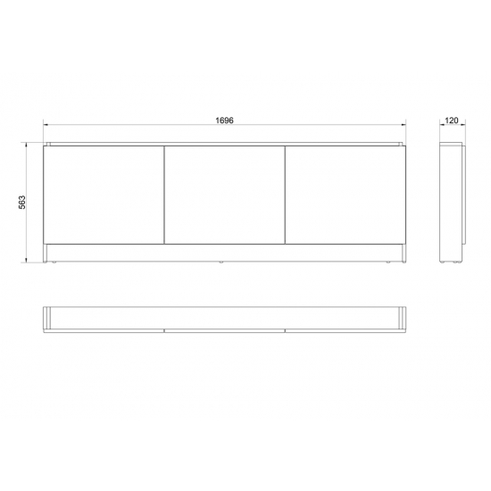 Экран для ванны фронтальный CERSANIT SMART 170 серый